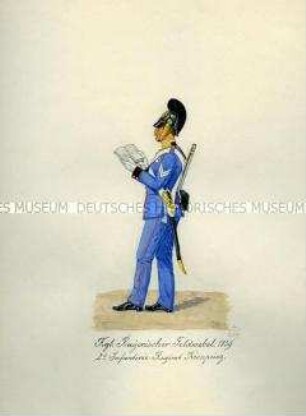 Uniformdarstellung, Feldwebel des 2. Infanterie-Regiments "Kronprinz", Königreich Bayern, 1859.