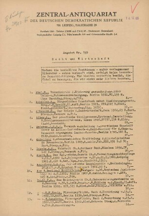 Nr. 749: Recht und Wirtschaft