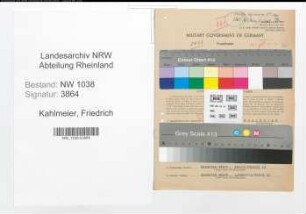 Entnazifizierung Friedrich Kahlmeier , geb. 30.08.1891 (Bankbeamter)