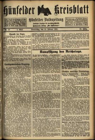 Erste Ausgabe vom Donnerstag, den 12. Februar 1931.
