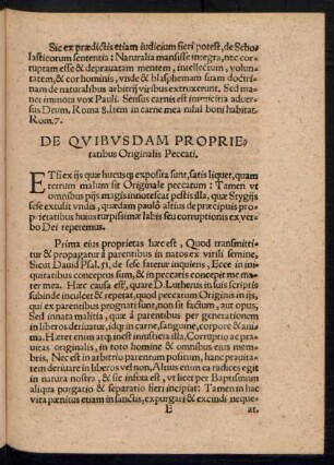 De Quibusdam Proprietatibus Originalis Peccati.