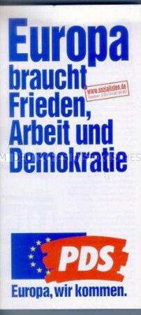Propagandaschrift der PDS zur Europawahl 1999