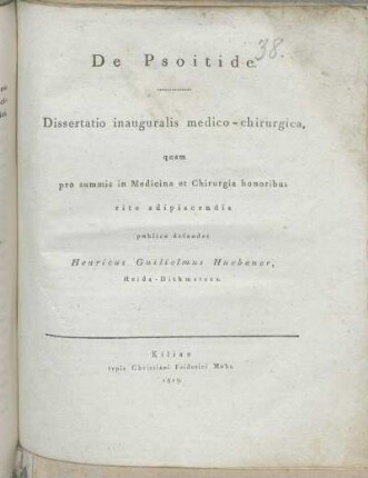 De Psoitide : Dissertatio inauguralis medico-chirurgica