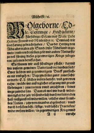 Abschrifft/ etc.