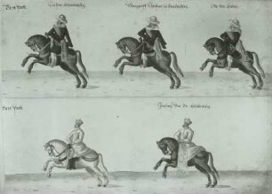 "Abriß und Verzeichnis aller Inventionenen und Aufzüge, welche an Fastnachten Anno 1609 im kurfürstl. Schlosse zu Dresden aufgeführt wurden." : Adelige zu Pferde, Festdarstellung, 1609