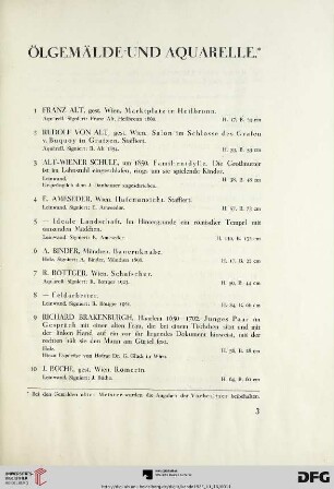 Ölgemälde und Aquarelle (Nr. 1-104)