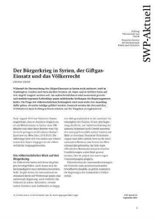Der Bürgerkrieg in Syrien, der Giftgas-Einsatz und das Völkerrecht