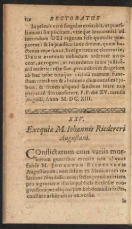 XXV. Exequiae M. Iohannis Riederi Augustani.