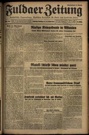 Erste Ausgabe vom Samstag, den 23. Oktober 1937.