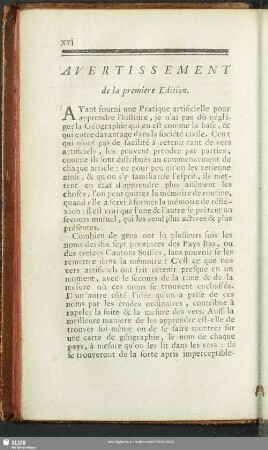 Avertissement de la premiere Edition