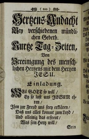 Hertzens-Andacht Bey verschiedenen mündlichen Gebeth.