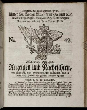 No. 42. Montags, den 20ten October, 1755.