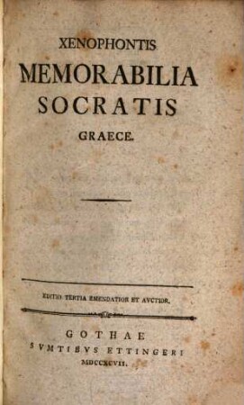 Xenophontis memorabilia Socratis graece