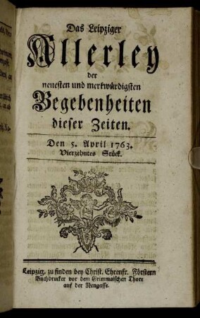 Den 5. April 1763. Vierzehntes Stück.