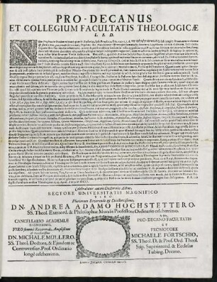 Pro-Decanus Et Collegium Facultatis Theologicae L. S. D.