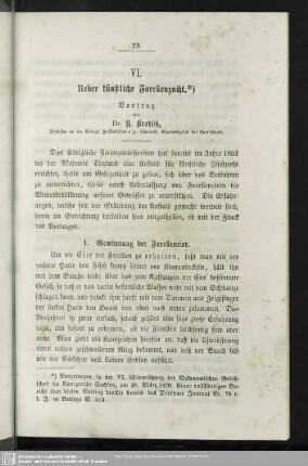 VI. Ueber künstliche Forellenzucht. : Vortrag