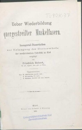 Ueber Wiederbildung quergestreifter Muskelfasern