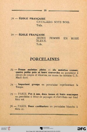 Porcelaines (Nr. 73-80)