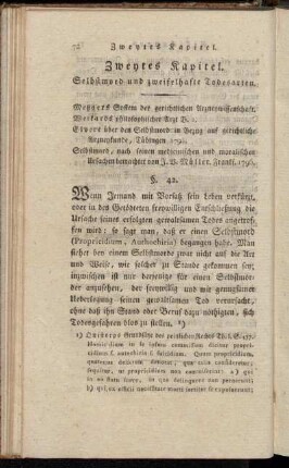 Zweytes Kapitel. Selbstmord und zweifelhafte Todesarten.
