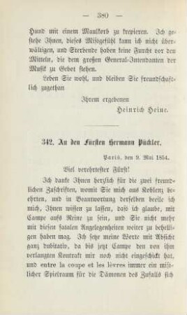 342. An den Fürsten Heramnn Pückler