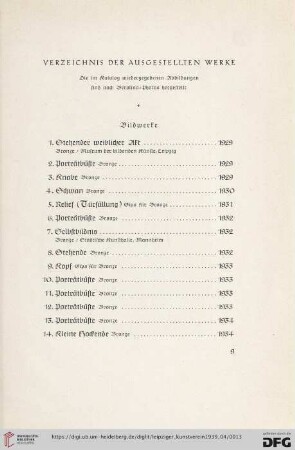 Bildwerke (Nr. 1-34)