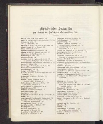 Alphabetisches Sachregister zum Beiblatt der Hanseatischen Gerichtszeitung 1900.