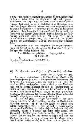 Selbstmorde von Schülern höherer Lehranstalten : [D. Gymnasial- und Real-Lehranstalten]