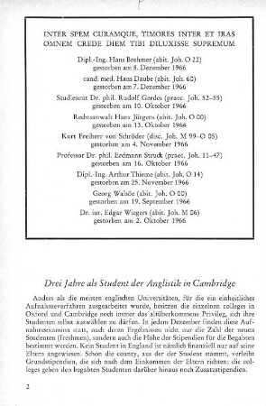 Drei Jahre als Student der Anglistik in Cambridge