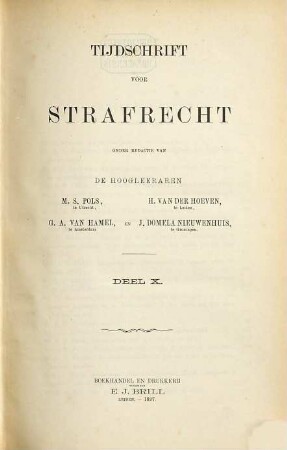 Tijdschrift voor strafrecht. 10. 1897