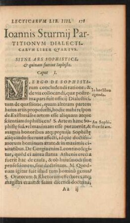 Sitne Ars Sophistice, et quinam fuerint Sophistae. Caput I.