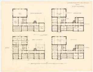 Landwirtschaftsschule Salzwedel: Grundrisse UG, EG, 1.OG, 2.OG 1:200