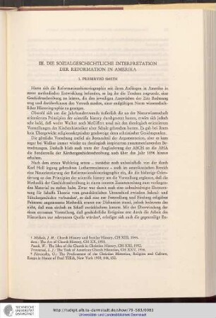 III. Die sozialgeschichtliche Interpretation der Reformation in Amerika