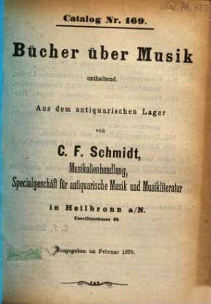 Catalog. 169. 1879