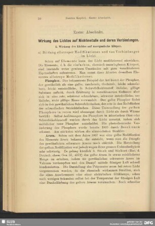 I. Wirkung des Lichtes auf unorganische Körper