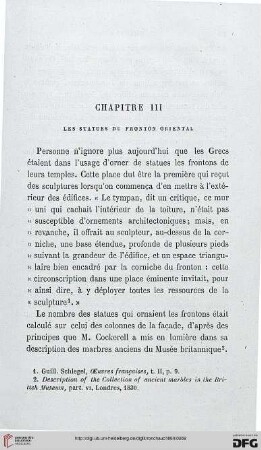 Chapitre III: Les statues du fronton oriental