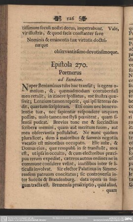 Epistola 270. Portnerus ad Eundem