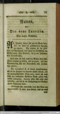 [III.] Nanon, oder: Die neue Lucretia. Eine wahre Geschichte
