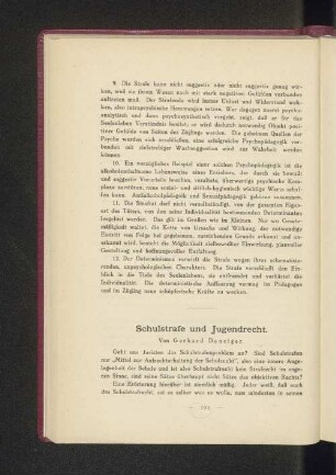 Schulstrafe und Jugendrecht.