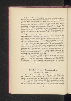 Schulstrafe und Jugendrecht.