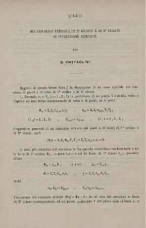 Sui connessi ternarii di 2° ordine e di 2° classe in involuzione semplice.