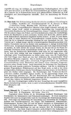 118, Hans Groß. Die Erforschung des Sachverhalts strafbarer Handlungen. 1921
