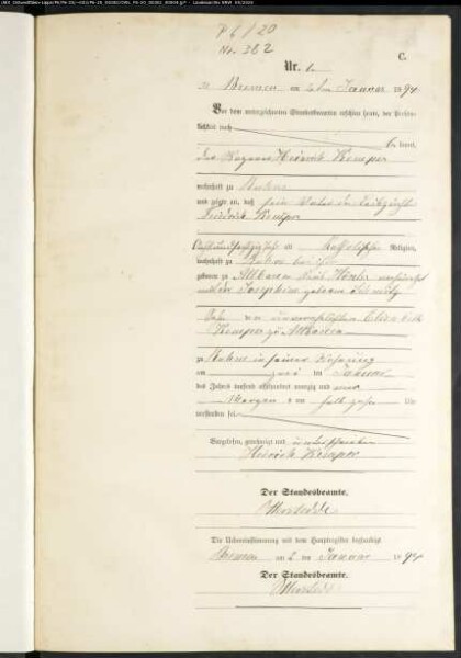 Sterberegister Standesamt Bremen