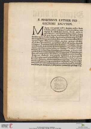 F. Martinus Luther pio lectori salutem