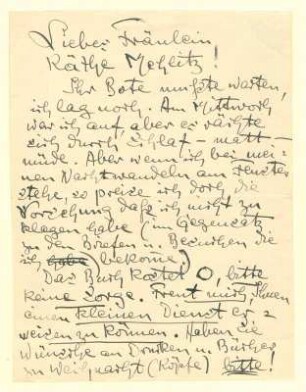 Eigenhändiger Brief Heinrich Zilles an Käthe Mehlitz betr. matt- u. müde-seins Zilles, einem Buchgeschenk an Mehlitz und ihren Weihnachtswünschen
