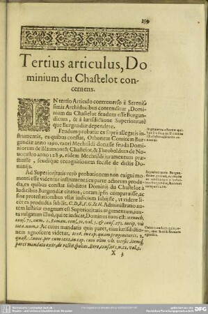 Tertius articulus, Dominium du Chastelot concernens