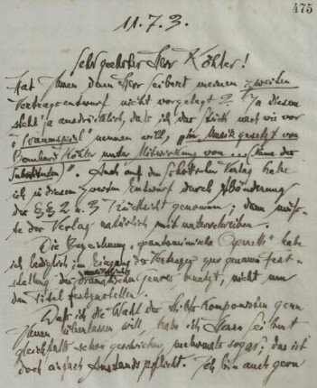 Brief an Bernhard Köhler