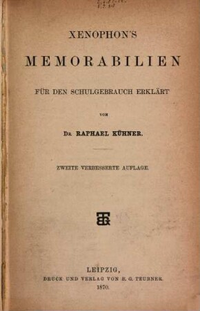 Memorabilien : Für d. Schulgebrauch erkl.