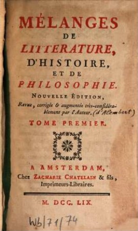 Mélanges De Littérature, D'Histoire Et De Philosophie, 1