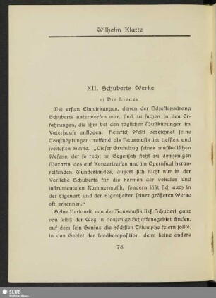 XII. Schuberts Werke