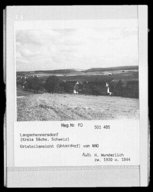Langenhennersdorf : Langenhennersdorf. Ortsteilansicht (Unterdorf) von Nordnordost